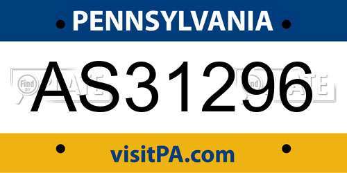 AS31296 Pennsylvania License Plate