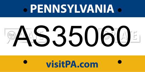 AS35060 Pennsylvania License Plate
