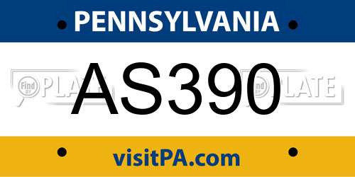 AS390 Pennsylvania License Plate