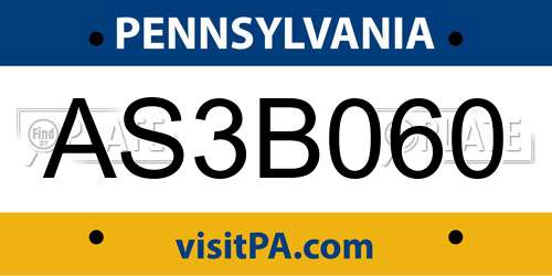 AS3B060 Pennsylvania License Plate