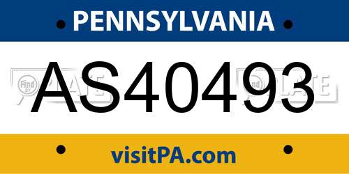 AS40493 Pennsylvania License Plate