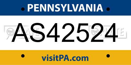 AS42524 Pennsylvania License Plate