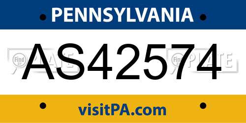 AS42574 Pennsylvania License Plate