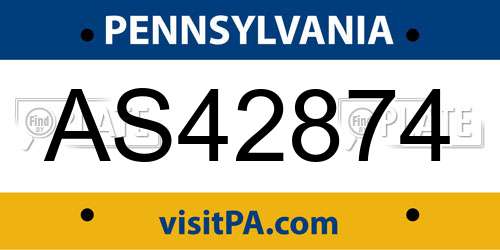 AS42874 Pennsylvania License Plate
