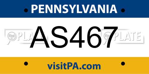 AS467 Pennsylvania License Plate