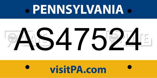 AS47524 Pennsylvania License Plate