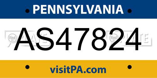 AS47824 Pennsylvania License Plate