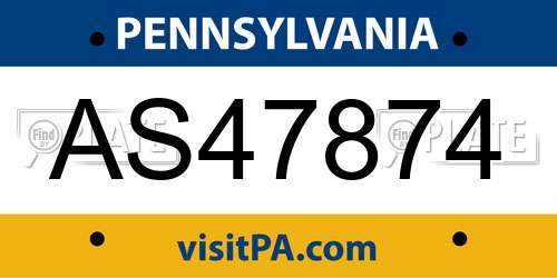 AS47874 Pennsylvania License Plate