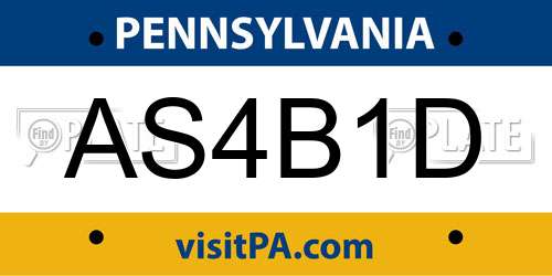 AS4B1D Pennsylvania License Plate
