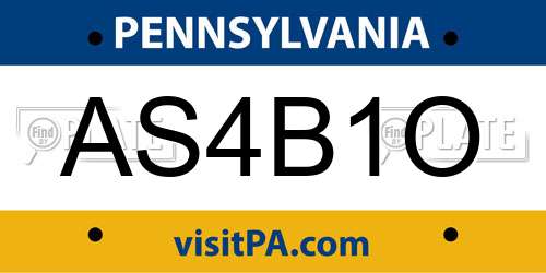 AS4B1O Pennsylvania License Plate