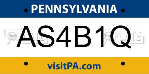 AS4B1Q Pennsylvania License Plate