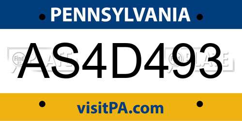 AS4D493 Pennsylvania License Plate
