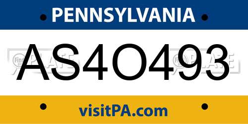AS4O493 Pennsylvania License Plate