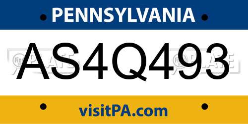 AS4Q493 Pennsylvania License Plate