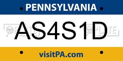 AS4S1D Pennsylvania License Plate