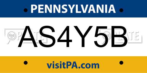 AS4Y5B Pennsylvania License Plate