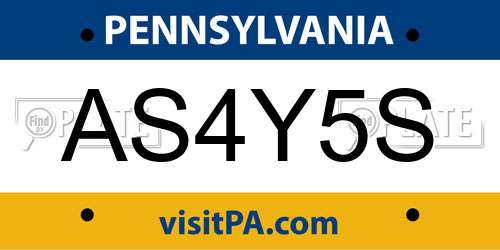 AS4Y5S Pennsylvania License Plate