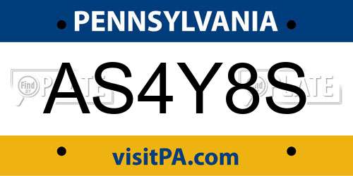 AS4Y8S Pennsylvania License Plate