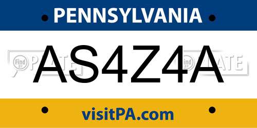 AS4Z4A Pennsylvania License Plate