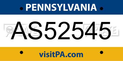 AS52545 Pennsylvania License Plate