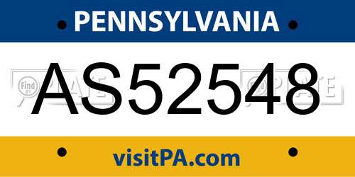 AS52548 Pennsylvania License Plate