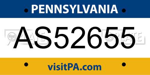 AS52655 Pennsylvania License Plate