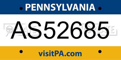 AS52685 Pennsylvania License Plate