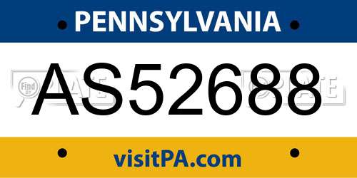 AS52688 Pennsylvania License Plate
