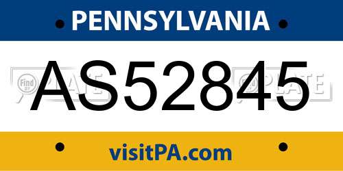 AS52845 Pennsylvania License Plate