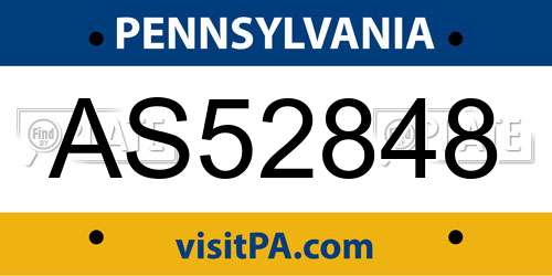 AS52848 Pennsylvania License Plate