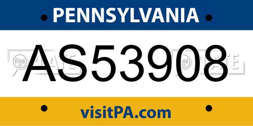AS53908 Pennsylvania License Plate