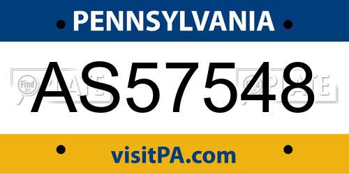 AS57548 Pennsylvania License Plate