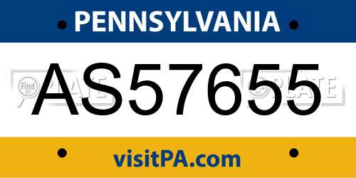 AS57655 Pennsylvania License Plate