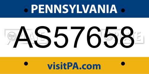 AS57658 Pennsylvania License Plate