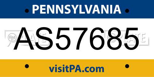 AS57685 Pennsylvania License Plate