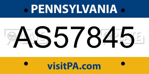 AS57845 Pennsylvania License Plate