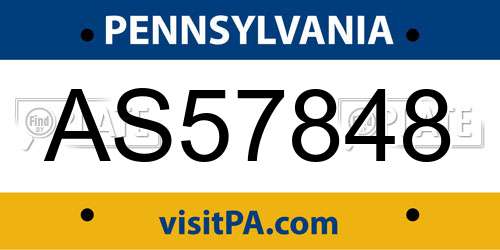 AS57848 Pennsylvania License Plate