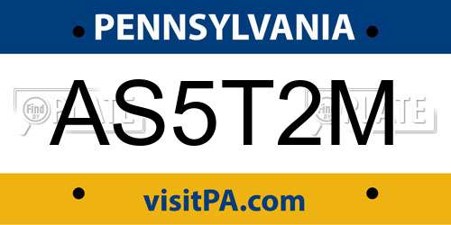AS5T2M Pennsylvania License Plate