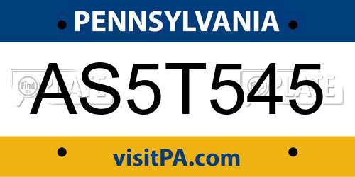 AS5T545 Pennsylvania License Plate