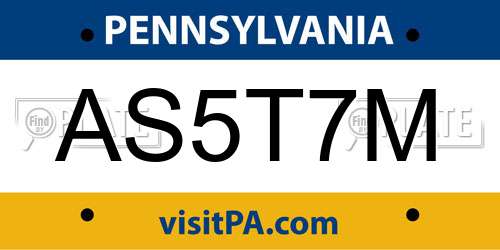 AS5T7M Pennsylvania License Plate