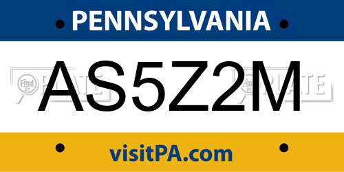 AS5Z2M Pennsylvania License Plate