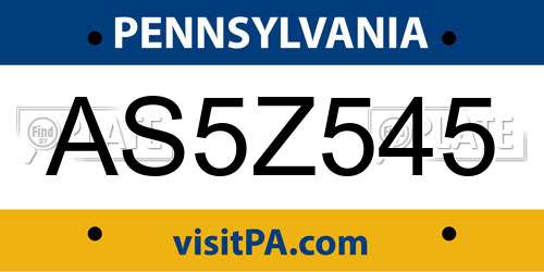 AS5Z545 Pennsylvania License Plate