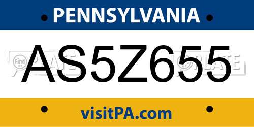 AS5Z655 Pennsylvania License Plate