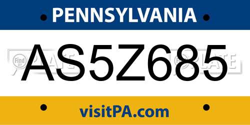AS5Z685 Pennsylvania License Plate
