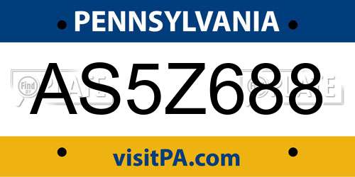 AS5Z688 Pennsylvania License Plate