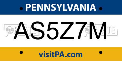 AS5Z7M Pennsylvania License Plate