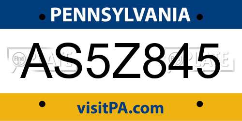 AS5Z845 Pennsylvania License Plate