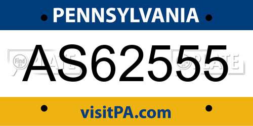AS62555 Pennsylvania License Plate