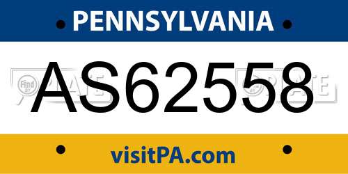 AS62558 Pennsylvania License Plate