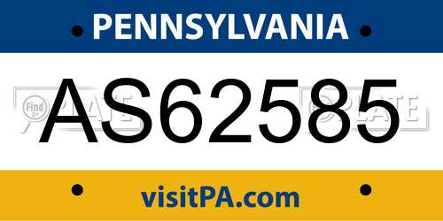 AS62585 Pennsylvania License Plate